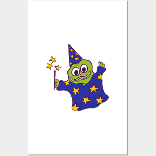 Froggy Wizard (blue) Posters and Art